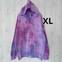 タイダイ染め スウェット パーカー XLサイズ (パープル)