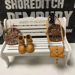 ブライスアイシードール用スタッズブーツ＆バッグ キャメルのサムネイル