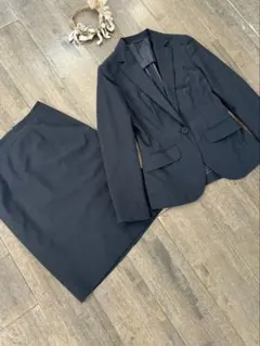 スーツカンパニー　she スカート スーツ　紺ストライプ　cool