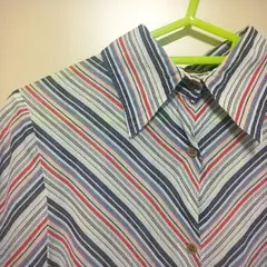 【vintage 半袖シャツブラウス・ストライプ・値下げしました】60s・70s