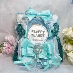 10cm おすわり ぬい服 中華風ネコ 青色 にじぱぺっと しっぽ付き #48