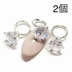 ネイル リング シルバー　ジルコニア ストーン　アート　パーツ 指輪 デコ