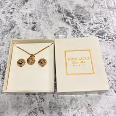 NINA RICCI ネックレス イヤリング セット ゴールドカラー 箱付