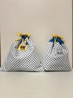 給食袋 車タグ付き 巾着2枚セット