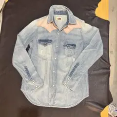 キューブシュガー　デニムシャツ　ダメージ加工