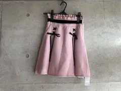 リボン付きピンクフレアスカートank rouge