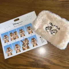 ディズニー　チップ&デール　２個まとめ売りセット　ポーチ　ステッカー証明写真