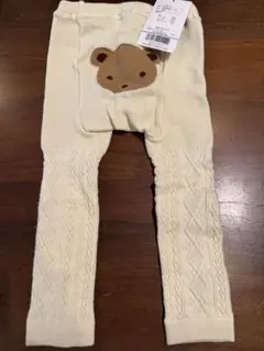 クマ刺繍 アイボリー レギンス 080