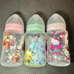 キャラクター付き哺乳瓶3本セット