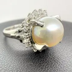 タサキpt900南洋真珠白蝶パールダイヤリング約12.4mm0.69ct 12号
