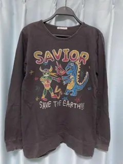 rough ラフ 長袖トレーナー グレー キャラクター プリント