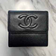 M*♡様 CHANEL シャネル　ミニ財布　三つ折り　キャビアスキン　黒　ブラッ