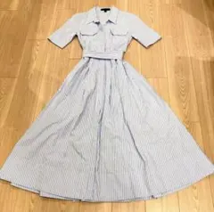 ZARA ストライプ シャツワンピース XS フィット＆フレア 2way 美品