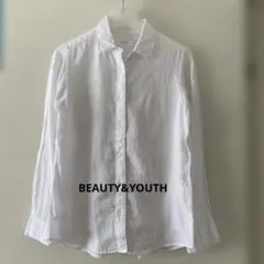 BEAUTY&YOUTH リネンコットン長袖シャツ　白のサムネイル