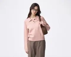 GU ジーユー ニット ポロシャツ ピンク