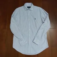 Ralph Lauren　ラルフ　ストライプ長袖シャツ　ブルー　16　34/35のサムネイル