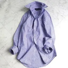 ラルフローレン　ボタンダウン長袖シャツ　ギンガムチェック　パープル　羽織り　M