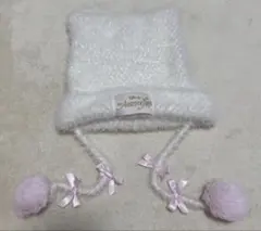 ディズニー マリーちゃん ニット帽 ファンキャップ　ふわふわ　ホワイト　リボン