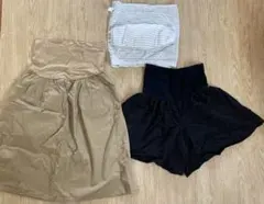 【マタニティ3点】無印スカート、ピジョン腹巻、紺キュロットM〜L