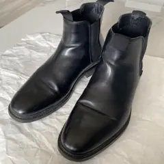 【EUR 39 】H＆M サイドゴア ブラックレザーチェルシーブーツ