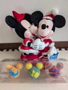 ディズニー　クリスマスオーナメント　サンタぬいぐるみ　ミッキー　ミニー