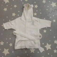ジェラートピケ ベビーバスローブ ホワイト フード付き