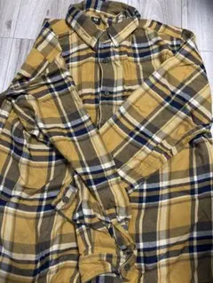XL マスタード・ネイビー チェックネルシャツ