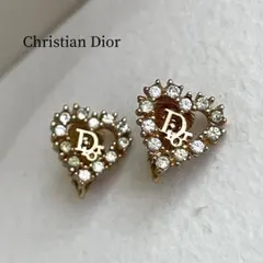 人気✨クリスチャンディオール♡イヤリング ロゴ ハート ラインストーン 刻印あり