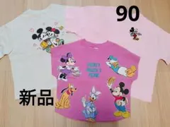 【新品】ベビー　ディズニー　ミッキー　ミニー　Tシャツ　90cm　3枚まとめ売り