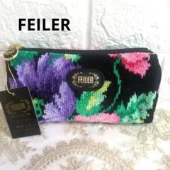 美品✨FEILER 花柄ポーチ タオル地