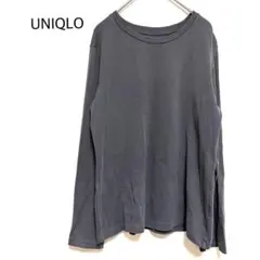 ユニクロ UNIQLO クルーネック 長袖Tシャツ L グレー メンズ ロンT