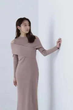 ◇NATURAL BEAUTY BASIC◇オフショルレイヤードニットワンピ
