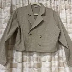 クロップドチェック柄ダブルブレストジャケット
