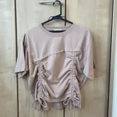 美品！ehka sopo ドロスト Tシャツ　ピンクベージュ
