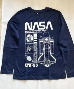 H&M NASA スペースシャトル プリント 長袖Tシャツ ネイビー