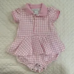 Ralph Lauren ピンクチェックロンパース 3M