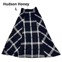 専用ハドソンHudson フレアスカート チェック柄　黒　L ウエストゴム付きのサムネイル