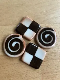 陶器製箸置き 4個セット クッキー型 カトラリーレスト スイーツ型