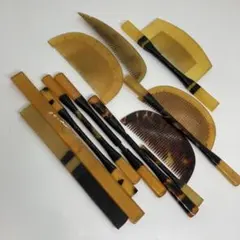 032402 鼈甲　牛甲　樹脂　べっ甲色　ヘアコームセットかんざ