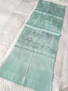 e02 青緑 未使用 正絹 帯揚げ