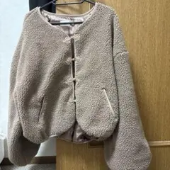 moitytto チャイナボタンボアブルゾン ブラウン