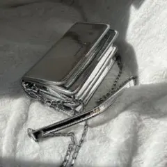 ‪‪︎✧シルバー 光沢ショルダーバッグ