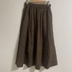 サマンサモスモスSM2 ブラウン ヒョウ柄 フレアスカート ロング丈　総柄360