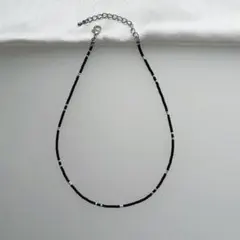 シンプルビーズネックレス　チョーカー【A】マットブラック　ハンドメイド