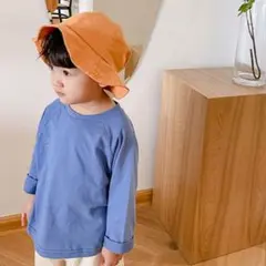 【新品未使用】シンプルデザイン薄手トップス ネイビーブルー 80サイズ