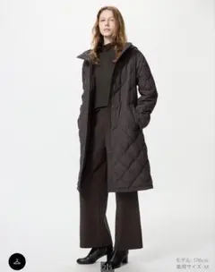 ユニクロ　パフテックロングコートリラックスフィット　ダークブラウン M