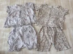 80cm ウサギ柄・花柄ベビーパジャマセット