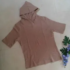 お値下げ！半袖 カットソー パーカー ボーダー 茶色×ベージュ Mサイズ 春夏物