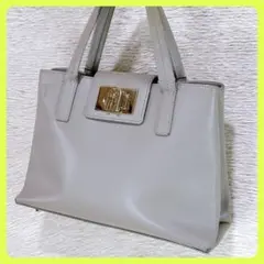 フルラ FURLA グレー 本革 ハンドバッグ ゴールド金具 トートバッグ ✧