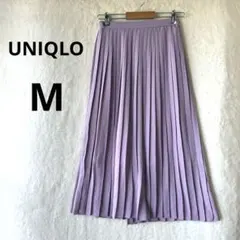 美品 UNIQLO M パープル シフォンプリーツロングスカート ラベンダー